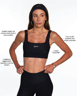 Square Neck Bra | Caviar Black