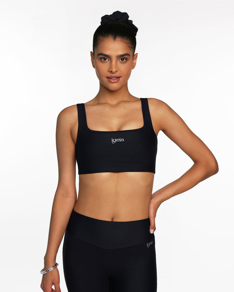 Square Neck Bra | Caviar Black